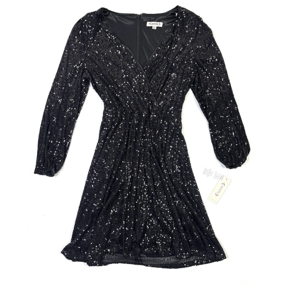 Nanette Lepore Dress Women's 4 Black New Sequin Fit & Flare Cocktail Party